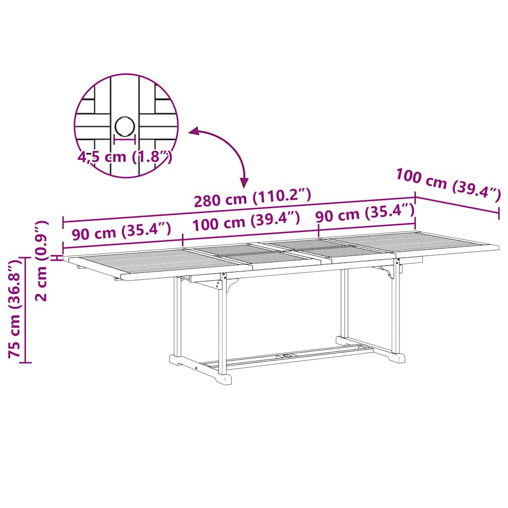 vidaXL Tuin Eettafel Set 9 pcs Bruin Massief Teakhout