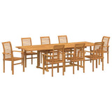 vidaXL Tuin Eettafel Set 9 pcs Bruin Massief Teakhout