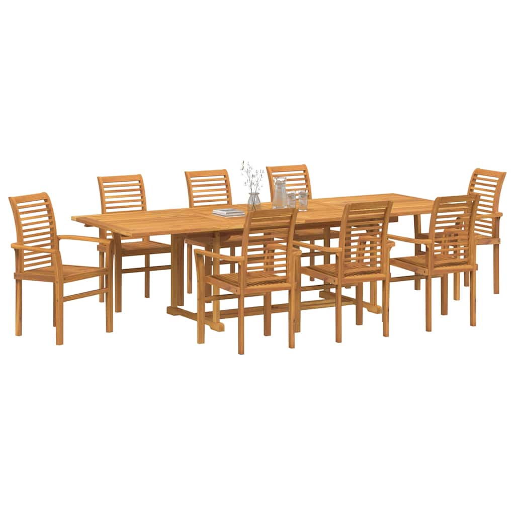 vidaXL Tuin Eettafel Set 9 pcs Bruin Massief Teakhout