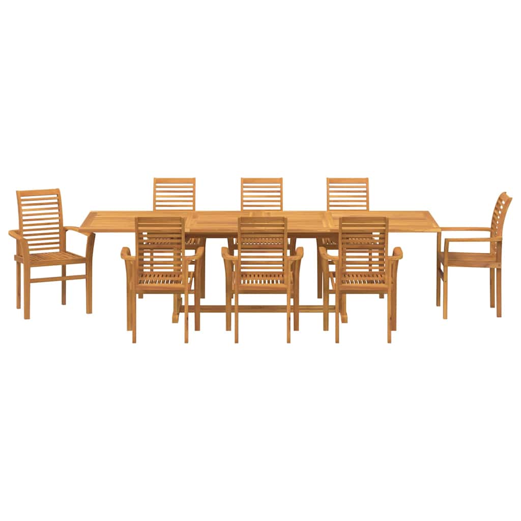 vidaXL Tuin Eettafel Set 9 pcs Bruin Massief Teakhout