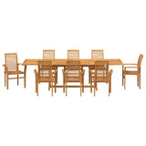 vidaXL Tuin Eettafel Set 9 pcs Bruin Massief Teakhout
