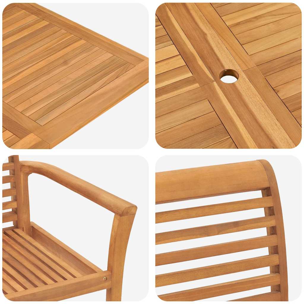 vidaXL Tuin Eettafel Set 9 pcs Bruin Massief Teakhout