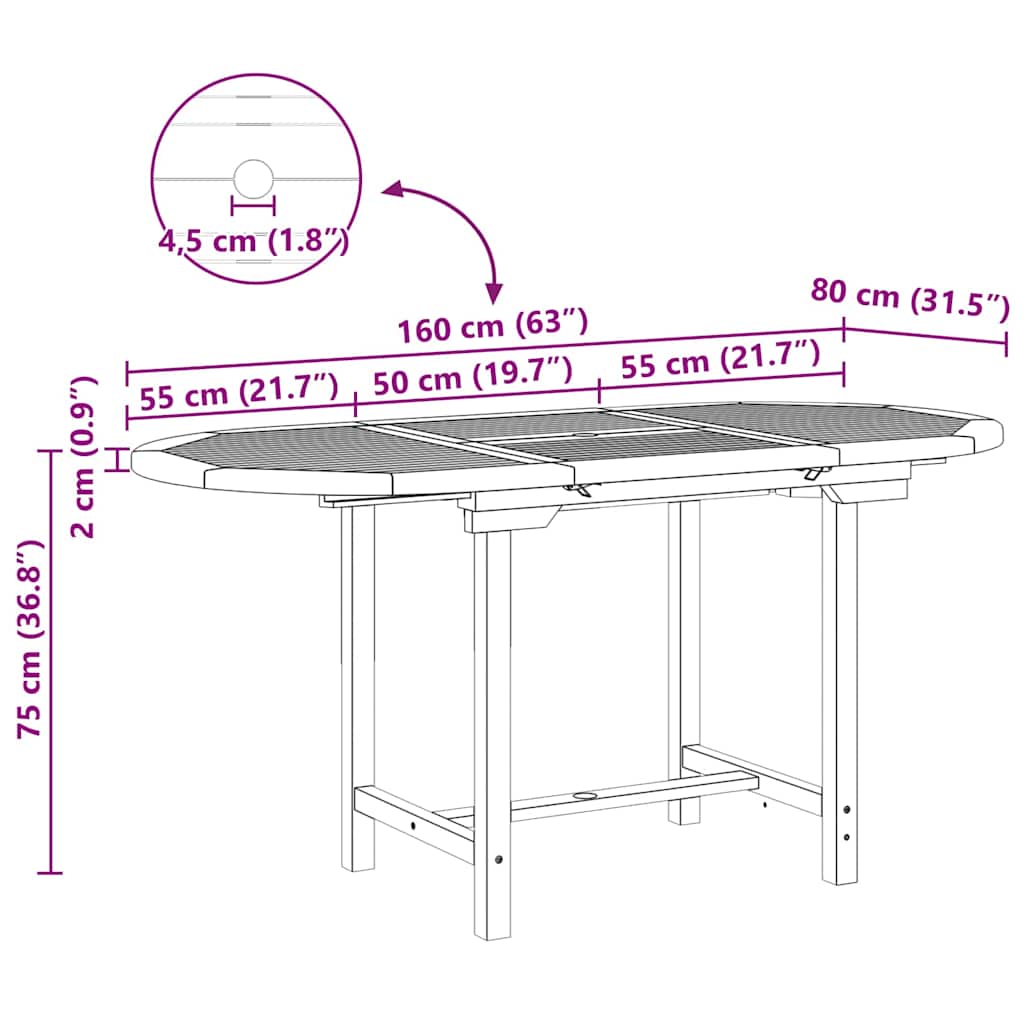 vidaXL Tuin Eettafel Set 5 pcs Bruin Massief Teakhout