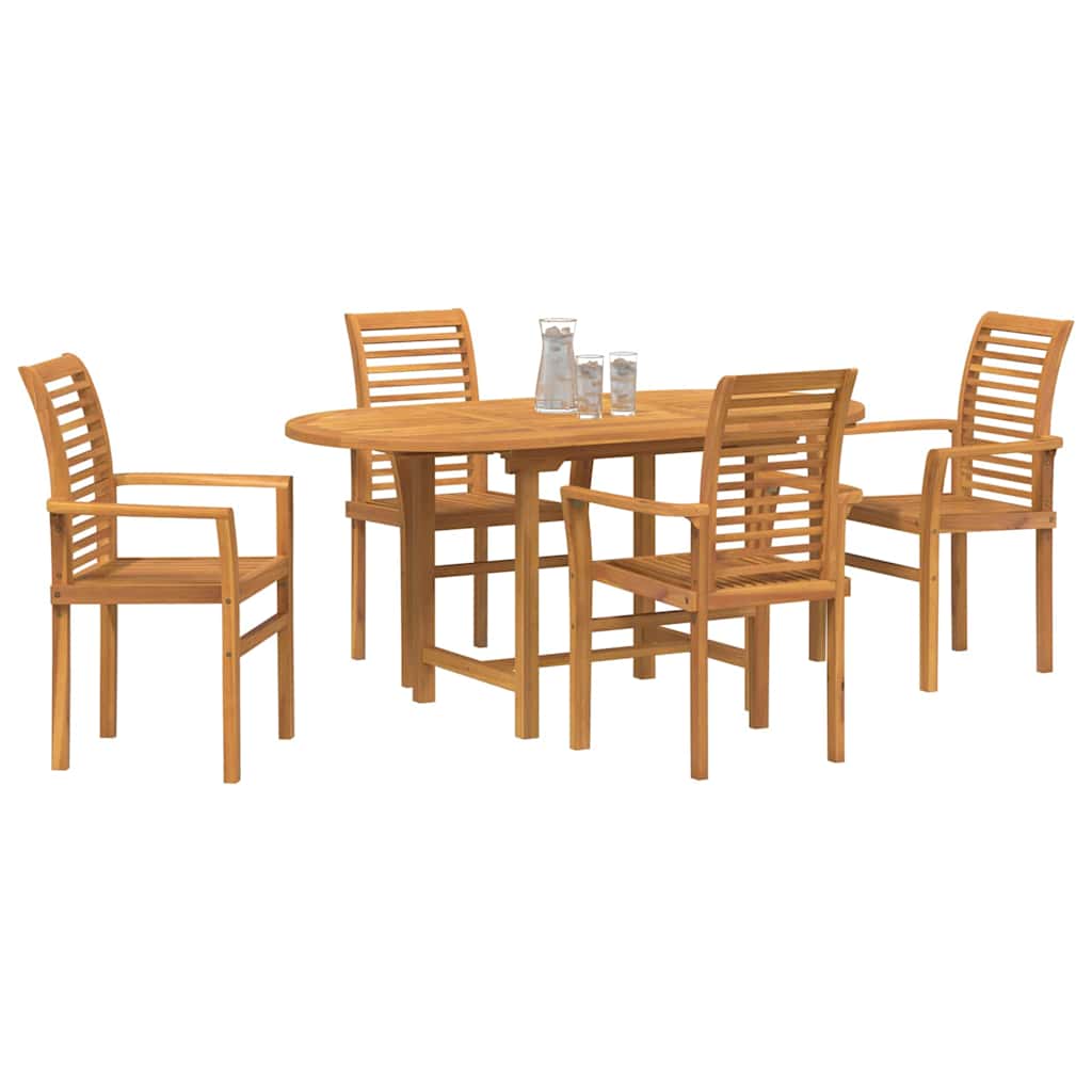 vidaXL Tuin Eettafel Set 5 pcs Bruin Massief Teakhout