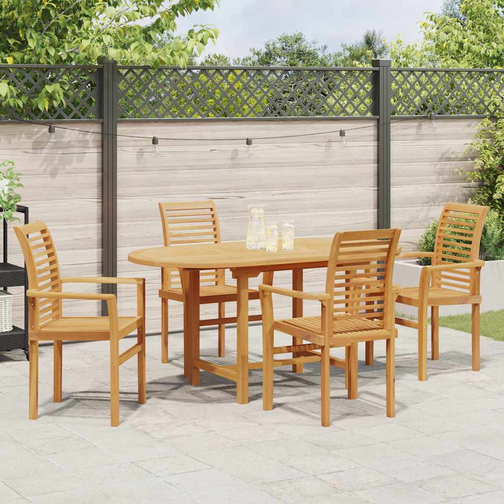 vidaXL Tuin Eettafel Set 5 pcs Bruin Massief Teakhout