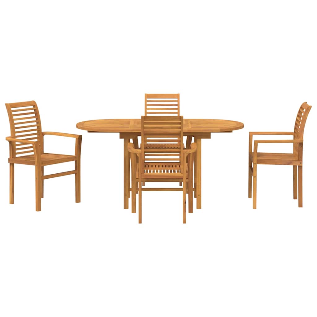 vidaXL Tuin Eettafel Set 5 pcs Bruin Massief Teakhout