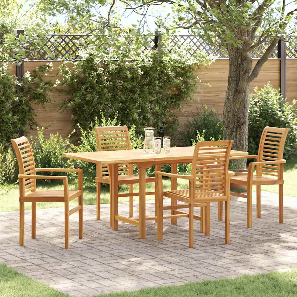 vidaXL Tuin Eettafel Set 5 pcs Bruin Massief Teakhout