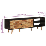 vidaXL Tv-meubel 140x30x45 cm ruw mangohout en massief acaciahout