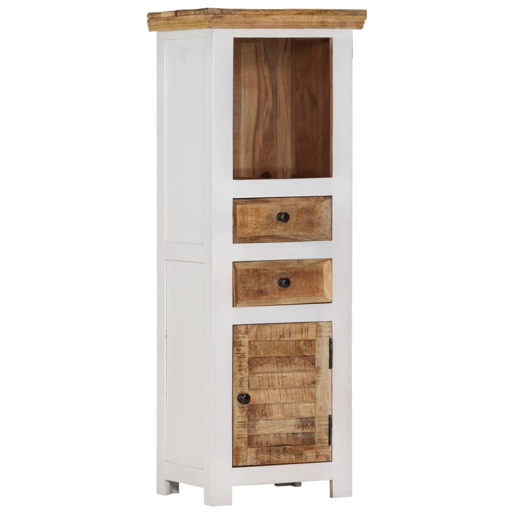 vidaXL Tableau mural 110x35x75 cm massif mangohout blanc et brun