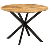 vidaXL Dining Table Ø110x78 cm Solid Mango Wood and Steel