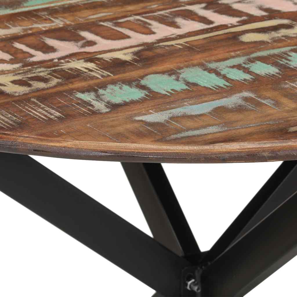 vidaXL Dining Table Ø110x78 cm Solid Mango Wood and Steel