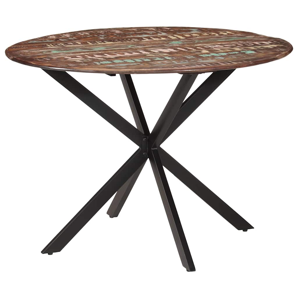 vidaXL Dining Table Ø110x78 cm Solid Mango Wood and Steel