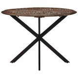 vidaXL Dining Table Ø110x78 cm Solid Mango Wood and Steel