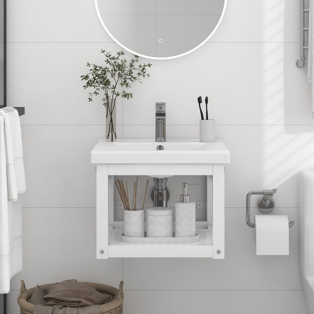 vidaXL Wall-mounted Washbasin Frame 40x38x31 cm Iron White