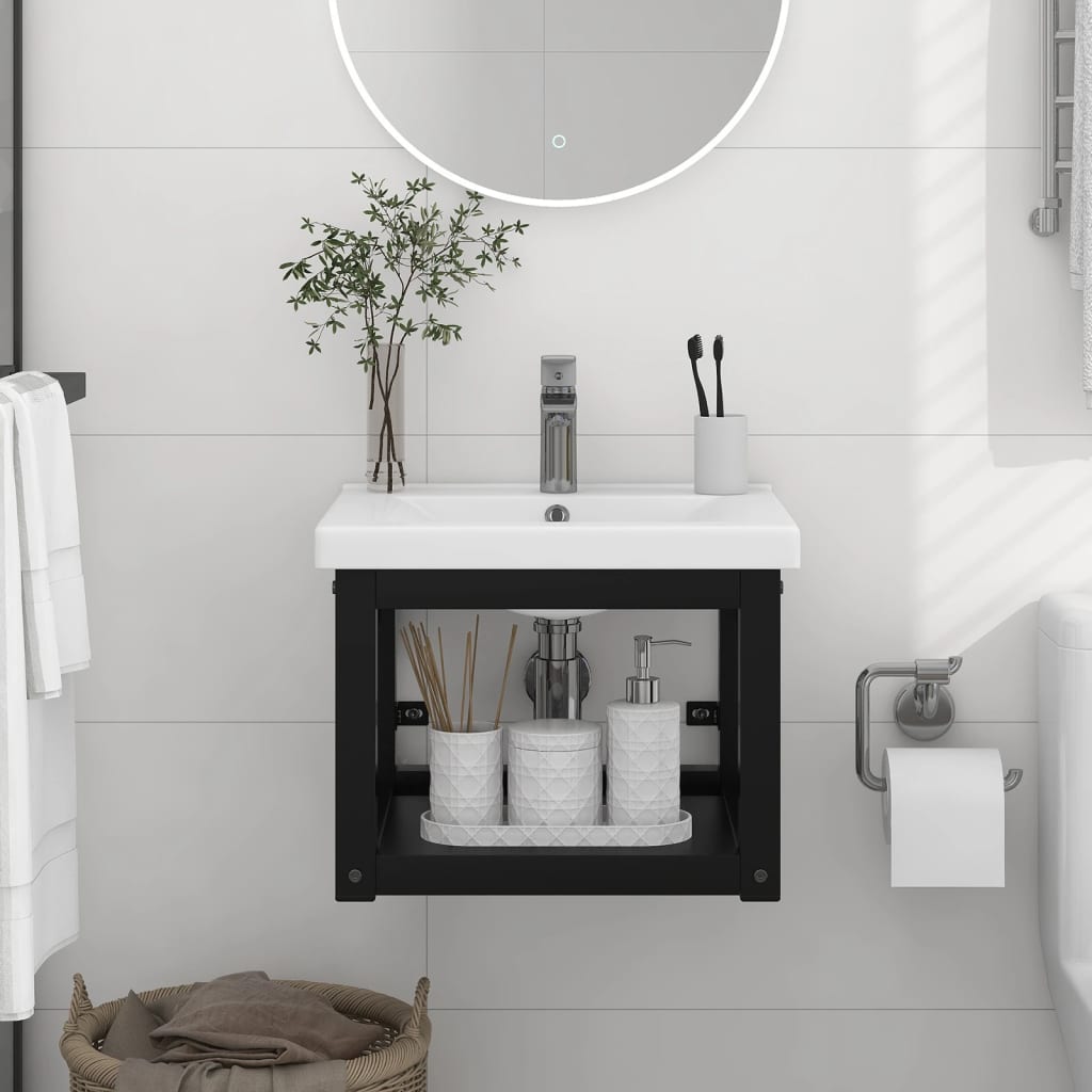vidaXL Wall-mounted Washbasin Frame 40x38x31 cm Iron White
