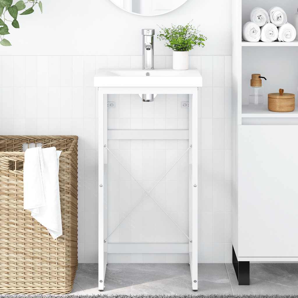 vidaXL Washbasin Frame 40x38x83 cm Iron White