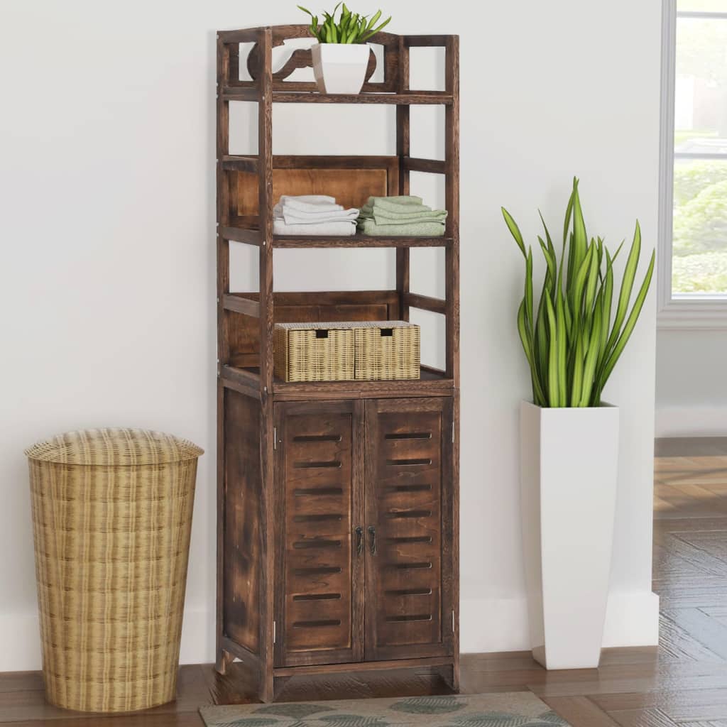 vidaXL Wall Cabinet 46x24x140 cm solid paulownia wood dark brown