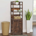 vidaXL Wall Cabinet 46x24x140 cm solid paulownia wood dark brown