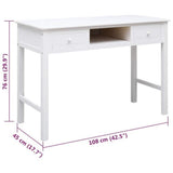 vidaXL Bureau 108x45x76 cm massief paulowniahout grijs