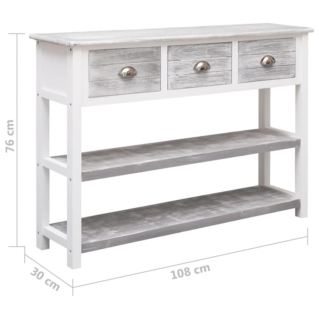 vidaXL Dressoir 108x30x76 cm massief paulowniahout antiekgrijs
