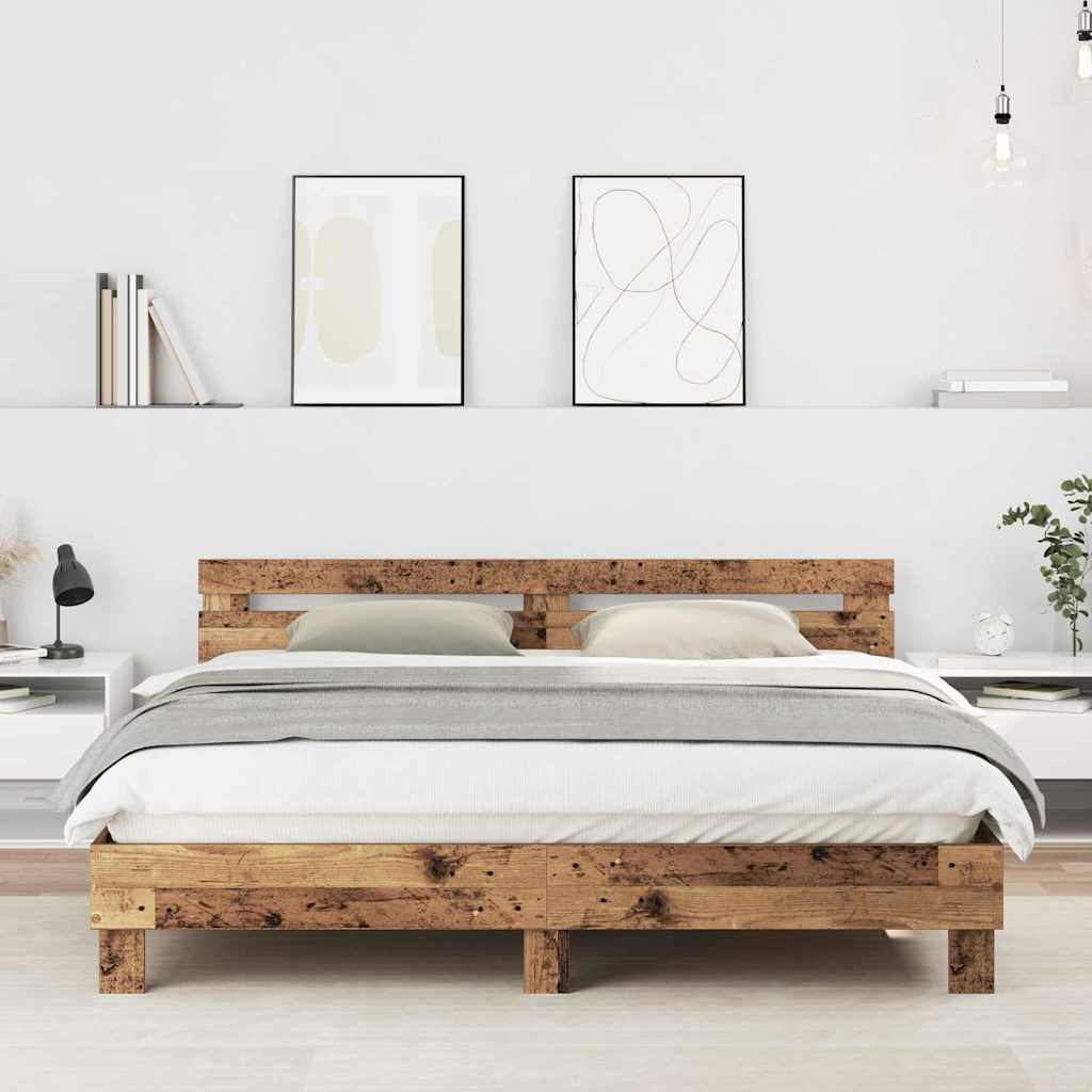 vidaXL Bed Frame with Headboard Solid Wood White 200x200 cm