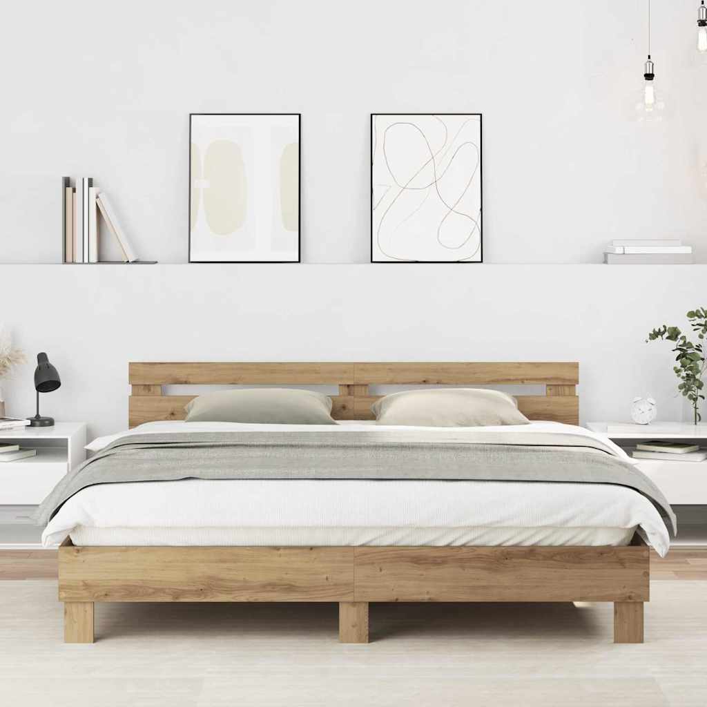 vidaXL Bed Frame with Headboard Solid Wood White 200x200 cm