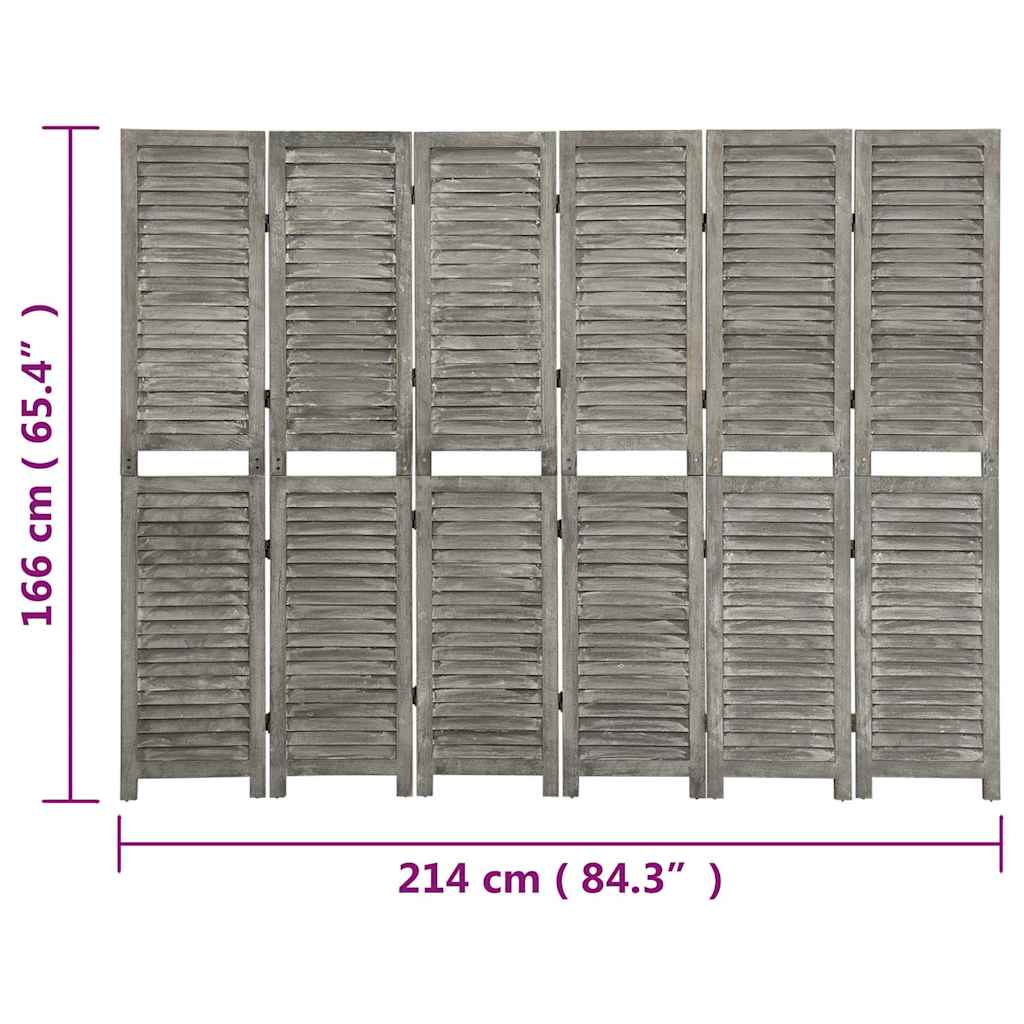 vidaXL Kamerscherm met 5 panelen 179x166 cm massief hout grijs