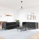 vidaXL Woonkamerbank 2 pcs Zwart 194 x 74,5 x 70,5 cm Kunstleer