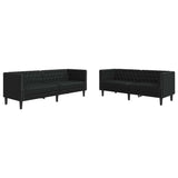 vidaXL Woonkamerbank 2 pcs Zwart 194 x 74,5 x 70,5 cm Kunstleer
