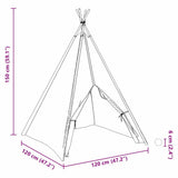 vidaXL Teepee Tent Wit 120 x 120 x 150 cm Stof en Plastic