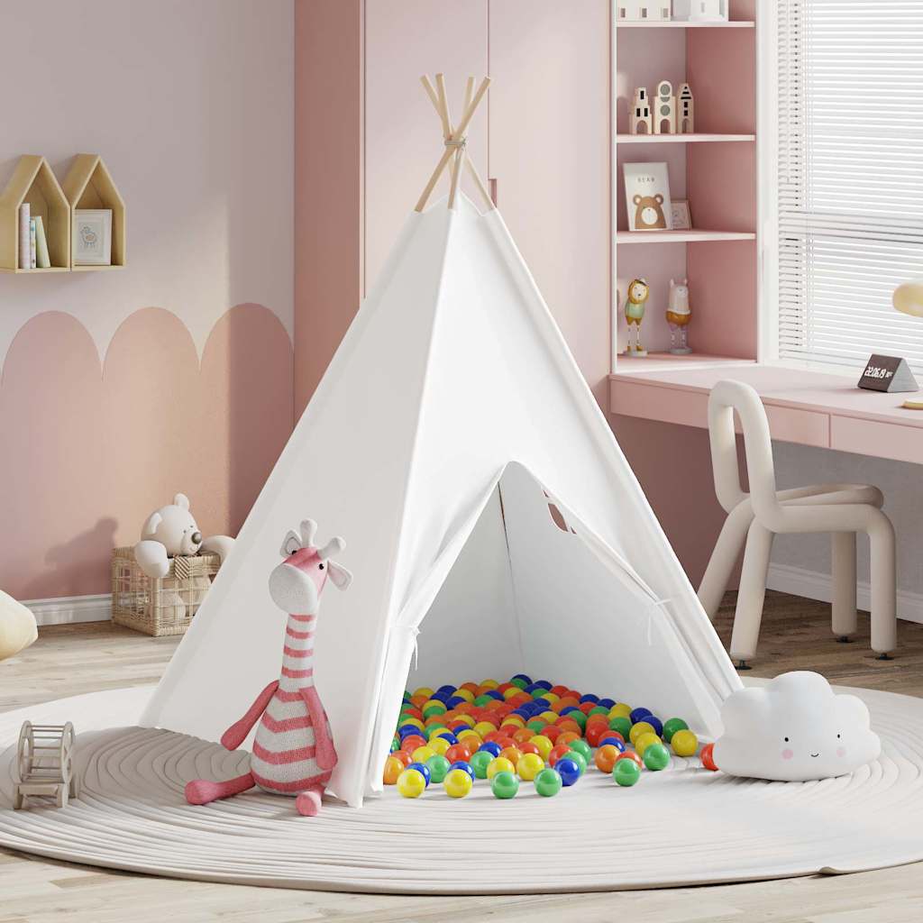 vidaXL Teepee Tent Wit 120 x 120 x 150 cm Stof en Plastic
