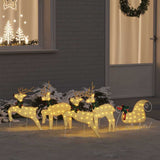 vidaXL LED Reindeer 5 pcs Gold Fabric