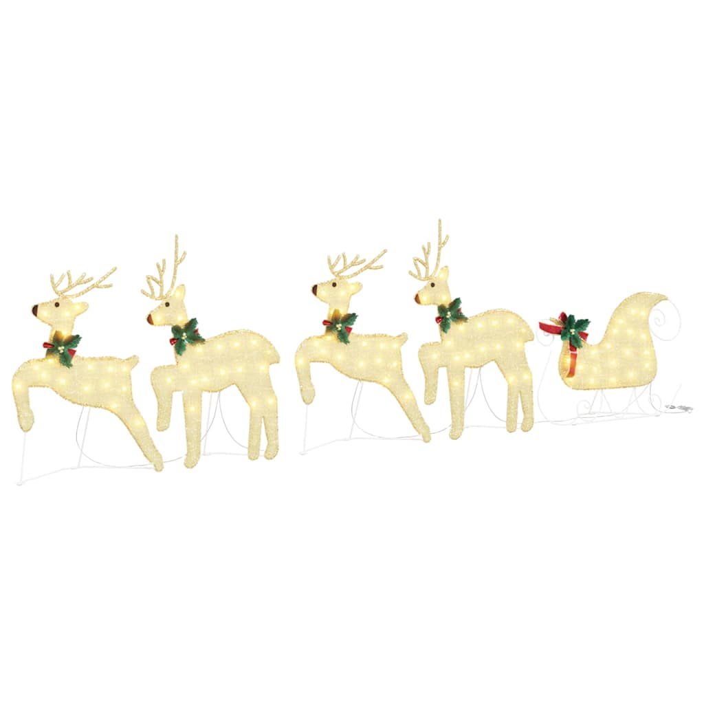 vidaXL LED Reindeer 5 pcs Gold Fabric