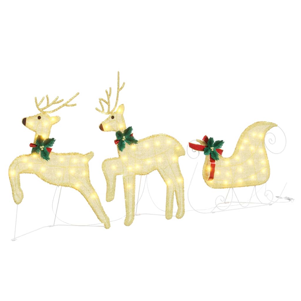 vidaXL LED Reindeer 5 pcs Gold Fabric