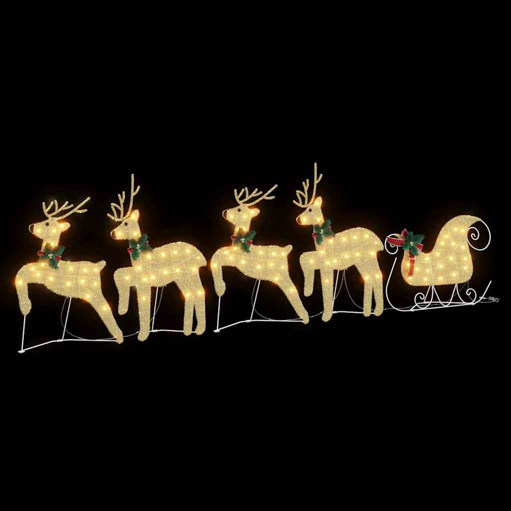 vidaXL LED Reindeer 5 pcs Gold Fabric