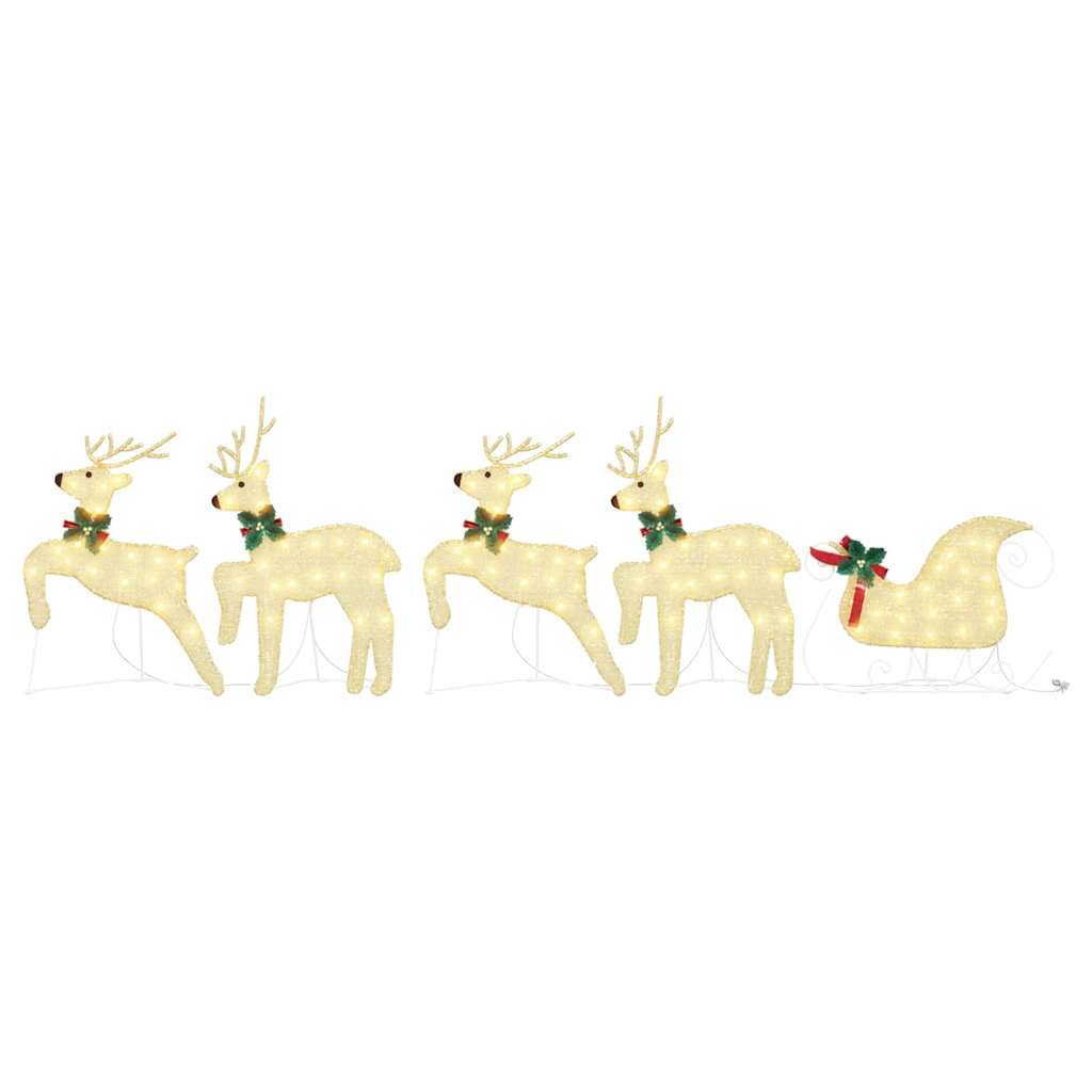 vidaXL LED Reindeer 5 pcs Gold Fabric
