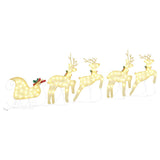 vidaXL LED Reindeer 5 pcs Gold Fabric