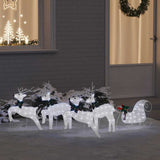 vidaXL LED Reindeer 5 pcs Gold Fabric