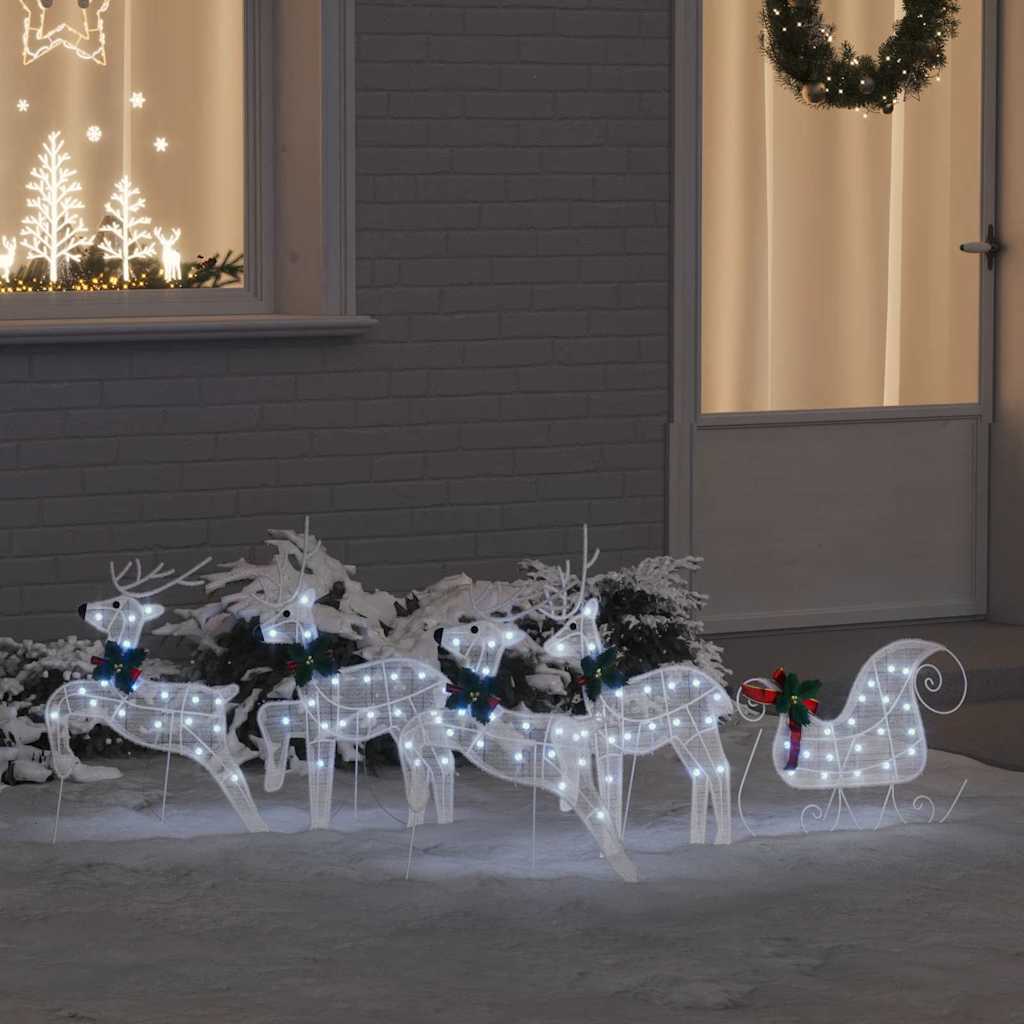 vidaXL LED Reindeer 5 pcs Gold Fabric