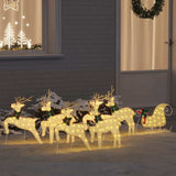 vidaXL LED Reindeer 5 pcs Gold Fabric