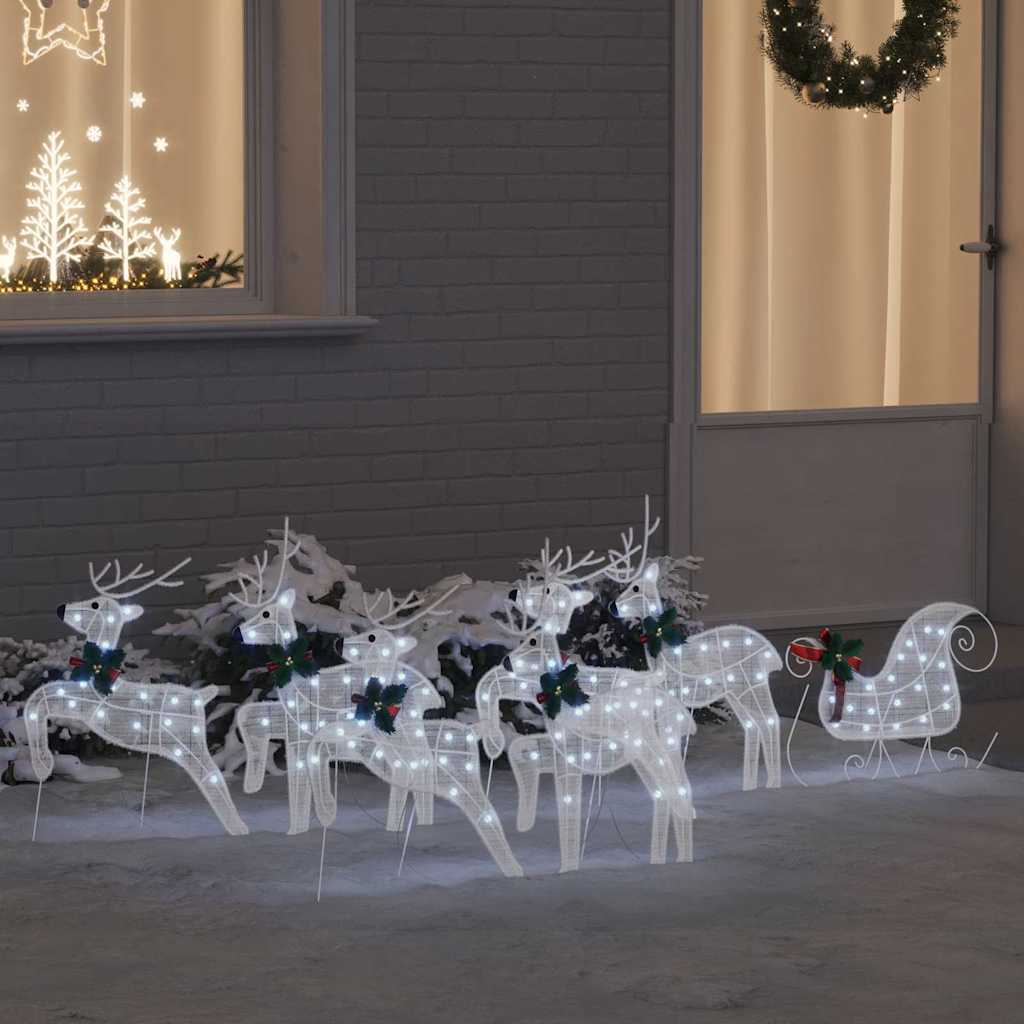 vidaXL LED Reindeer 5 pcs Gold Fabric