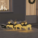 vidaXL LED Reindeer 4 pcs Gold Fabric