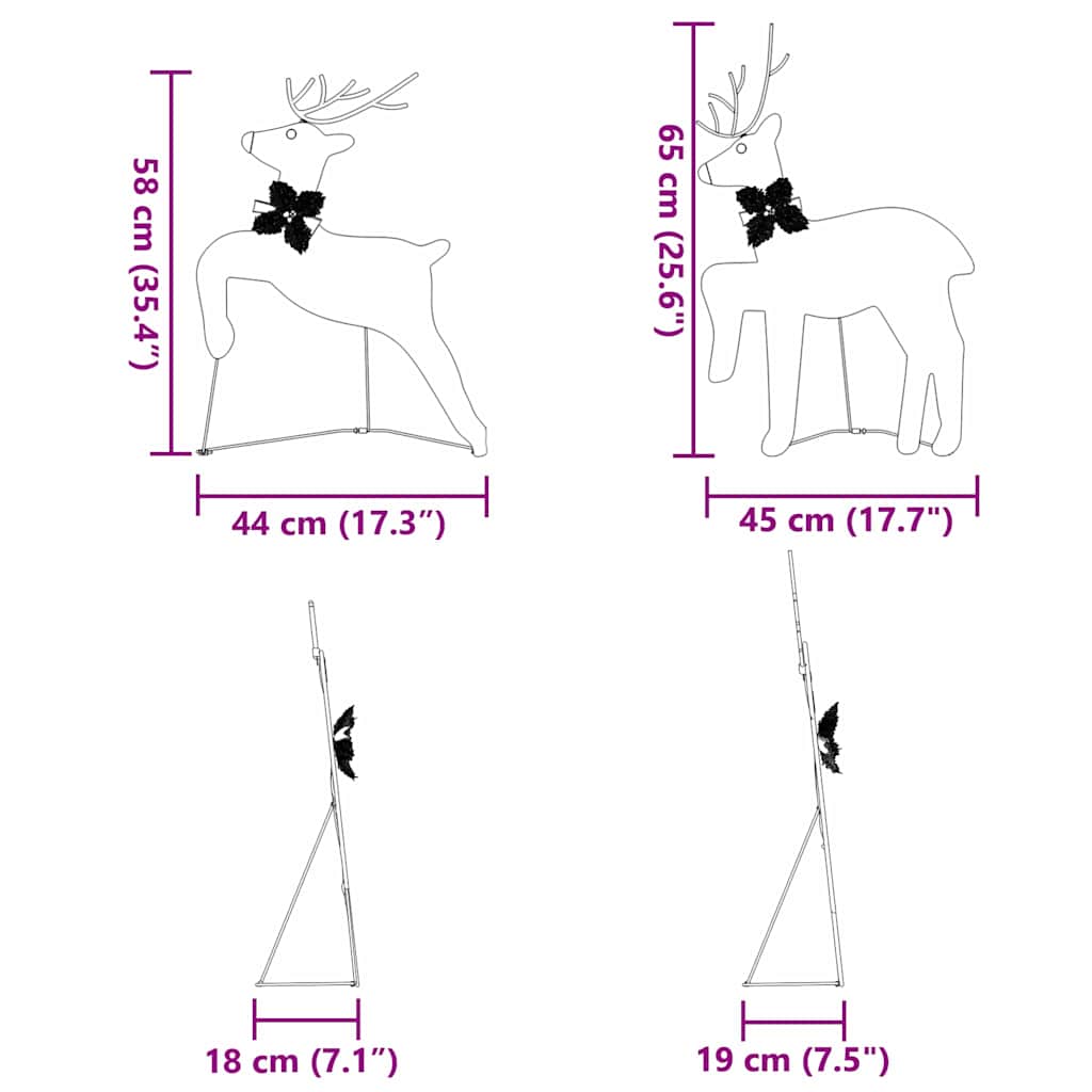 vidaXL LED Reindeer 4 pcs Gold Fabric