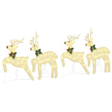 vidaXL LED Reindeer 4 pcs Gold Fabric