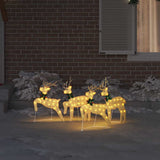 vidaXL LED Reindeer 4 pcs Gold Fabric