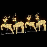 vidaXL LED Reindeer 4 pcs Gold Fabric