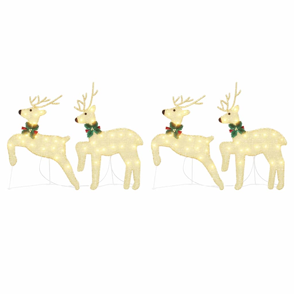 vidaXL LED Reindeer 4 pcs Gold Fabric