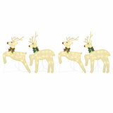 vidaXL LED Reindeer 4 pcs Gold Fabric