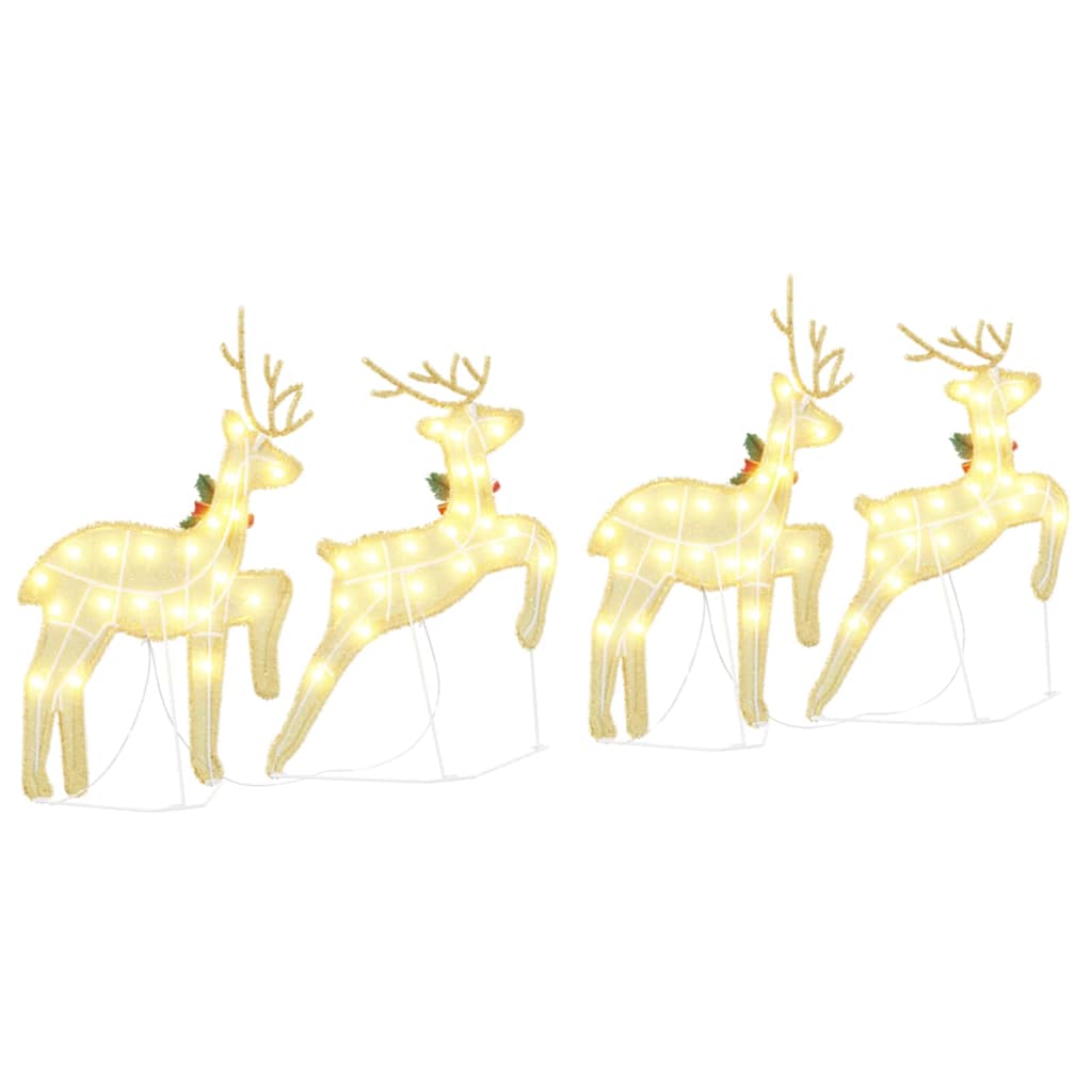 vidaXL LED Reindeer 4 pcs Gold Fabric