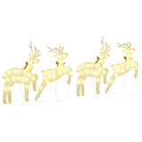 vidaXL LED Reindeer 4 pcs Gold Fabric